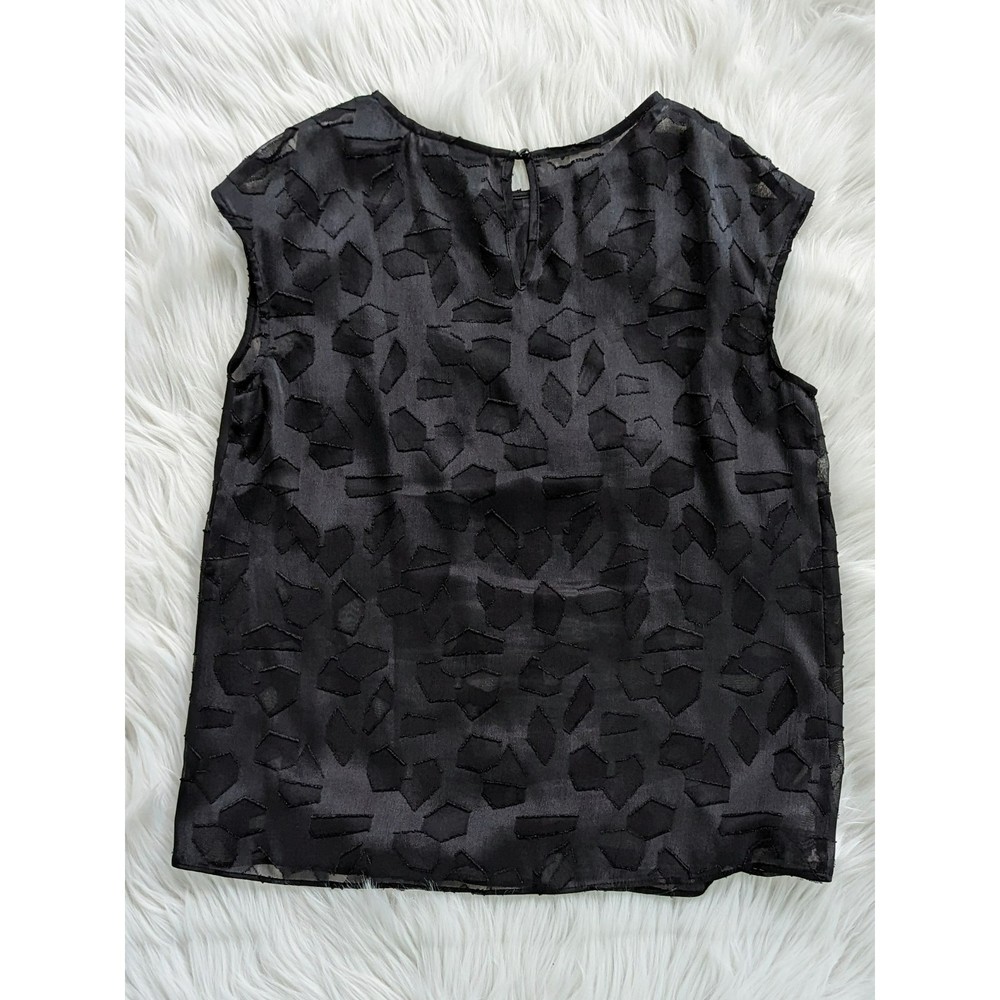 WORTHINGTON PETITE PS BLACK Boxy Sheer Top